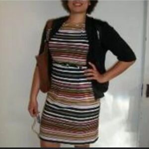 BRAND NEW I LE NEW YORK MULTI-COLOR STRIPE CASUAL DRESS